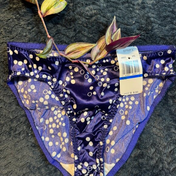 VINTAGE NWT 6 M WARNERS Y2K 90s SECOND SKIN POLKA DOT BIKINI SATIN NYLON PANTIES - Picture 1 of 4